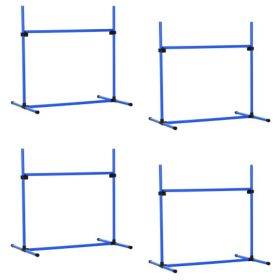 4-piece Dog Agility Training Equipment With Height-adjustable Jumping Poles (Color: Blue)
