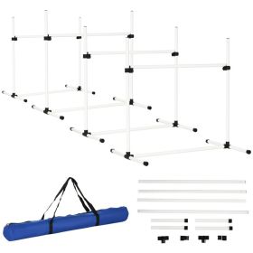 4-piece Dog Agility Training Equipment With Height-adjustable Jumping Poles (Color: White)